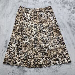 Vintage JM Collection Skirt Womens XL Blue Brown Cream Animal Print Stretch